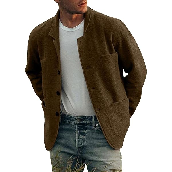 ZYXTIM Men's Cardigan Sweater Shawl Collar Button Down Knit Blazer